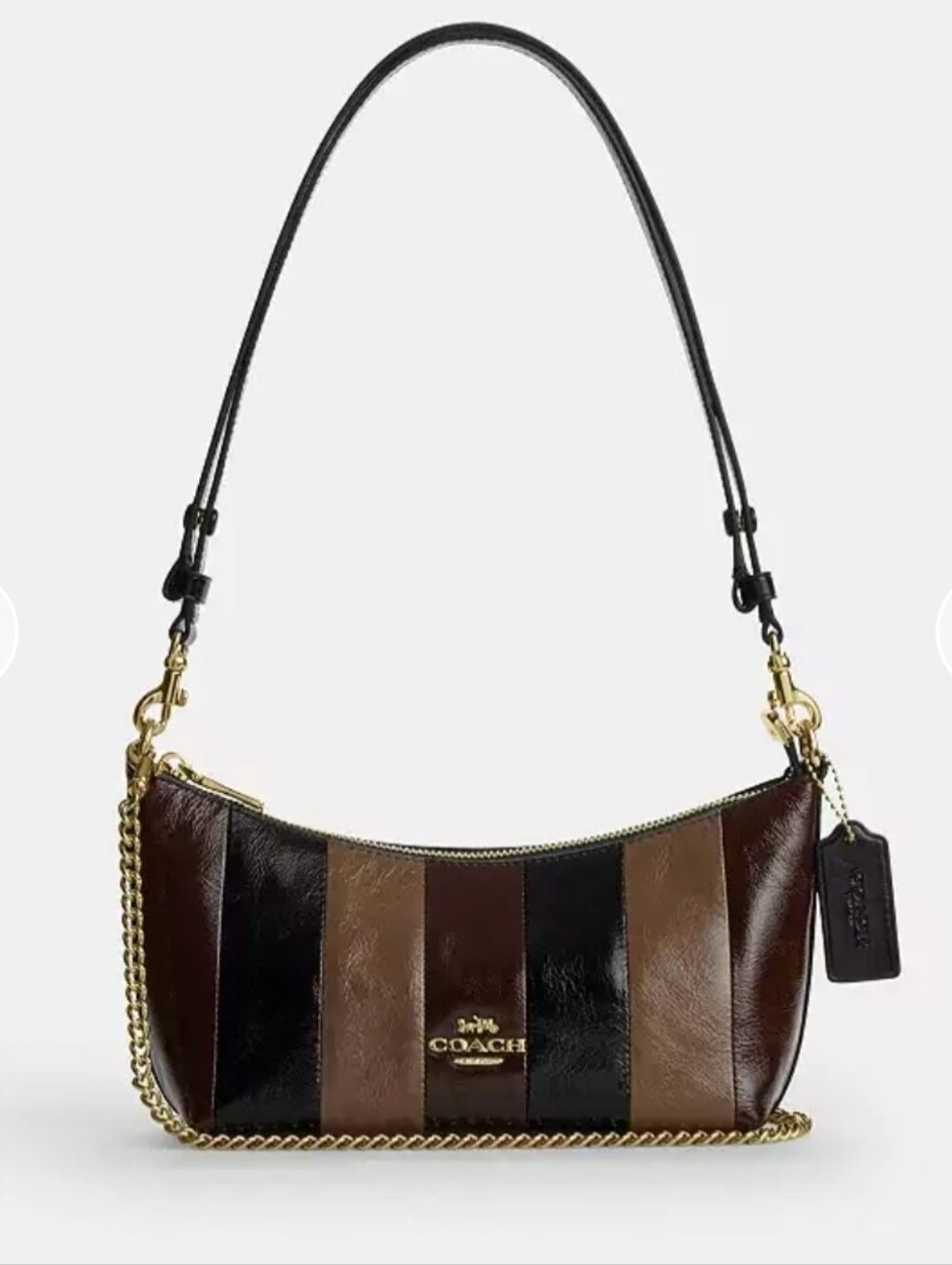 Coach Caitlin Shoulder Bag With Striped Patchwork